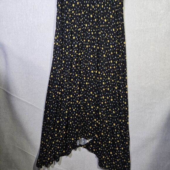 ASOS Maternity Dress Ditzy Floral Long V Tie Front 8 Black Yellow - Picture 4 of 16